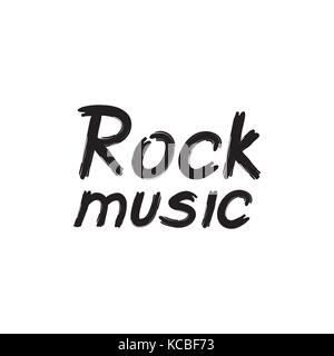 Rock music sign. Hand drawn grunge lettering Stock Vector