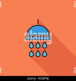 Shower icon. Flat vector related icon with long shadow for web and mobile applications. It can be used as - logo, pictogram, icon, infographic element Stock Vector