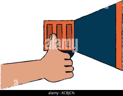 Hand holding bullhorn Stock Vector