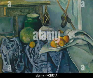 Still Life with a Ginger Jar and Eggplants, Paul Cézanne, 1893–94 Stock Photo