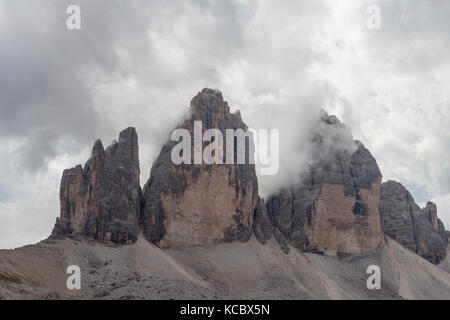Mountain peaks in the Dolomites with clouds - Italy - South Tyrol Stock ...