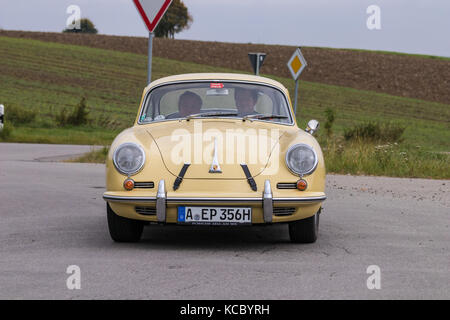 Augsburg, Germany - October 1, 2017: Porsche 356 oldtimer car at the Fuggerstadt Classic 2017 Oldtimer Rallye on October 1, 2017 in Augsburg, Germany. Stock Photo