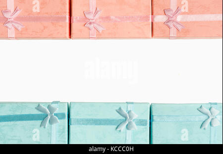 various gifts with space in the center for text Stock Photo
