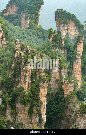 View from Tianzi Mountain, Yuanjiajie Scenic Area, Wulingyuan Stock Photo