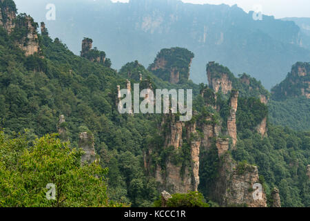 View from Tianzi Mountain, Yuanjiajie Scenic Area, Wulingyuan Stock Photo