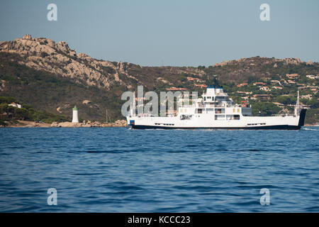 Ferry transporting cars and people between islands Sardinia and Corsica Stock Photo