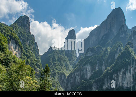 View from Cable Car, Tianmen Mountain, Zhangjiajie, Hunan, China Stock Photo