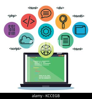 programming languages set icons Stock Vector