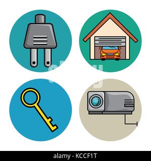 set of smart home tecnology system icons  Stock Vector