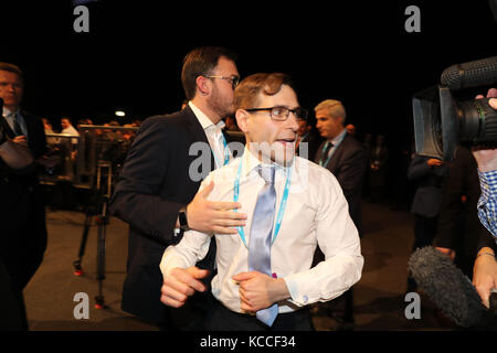 Comedian Simon Brodkin, also known as Lee Nelson, disrupts a press ...