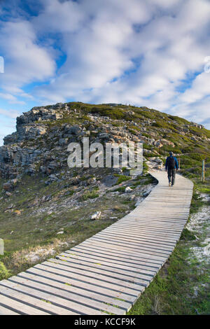 Man hiking at Cape of Good Hope, Cape Point National Park, Cape Town, Western Cape, South Africa (MR) Stock Photo