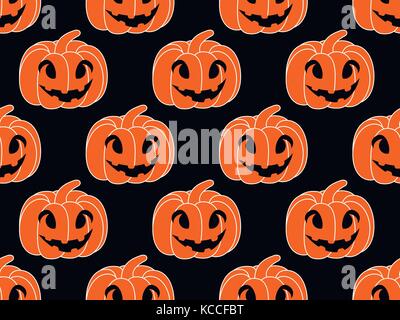 Halloween pattern seamless with pumpkins. Festive endless background. Jack o lantern. Vector illustration Stock Vector