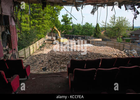 Completely demolished in 2013, the Art Deco Robins Cinema that was on London Road (A30) in Camberley, Surrey has become a new housing development. Stock Photo