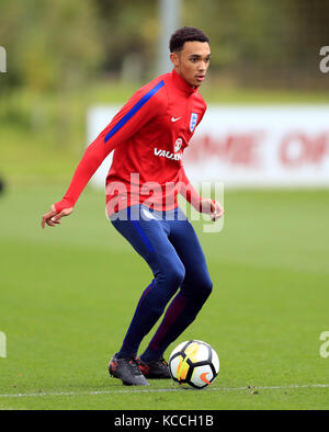 England's Trent Alexander-Arnold during the training session at St George's Park, Burton. Stock Photo