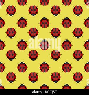 Ladybug Seamless Pattern Stock Vector