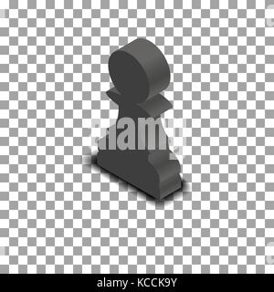 Photo realistic black chess piece pawn. 3D isometric style, vector illustration. Stock Vector