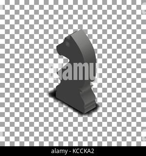 Photo realistic black horse chess piece. 3D isometric style, vector illustration. Stock Vector