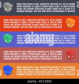Set of elements of infographic garbage in isometric. Flat 3d isometric style, vector illustration. Stock Vector