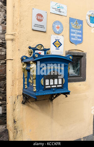Traditional German Post Box in Cochem, Mosel Valley, Germany Stock Photo