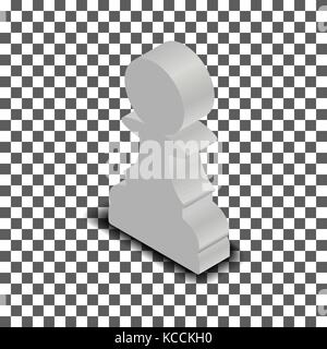 Photo realistic white chess piece pawn. 3D isometric style, vector illustration. Stock Vector