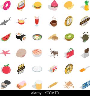 Watermelon icons set, isometric style Stock Vector