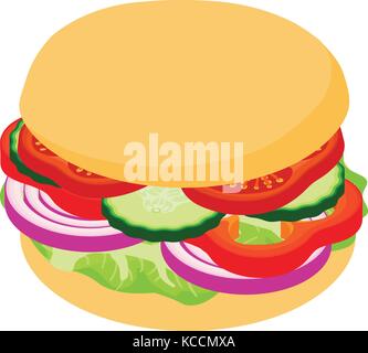 Burger big icon, isometric 3d style Stock Vector