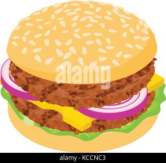 Burger cutlet icon, isometric 3d style Stock Vector