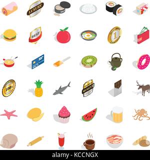 Pineapple icons set, isometric style Stock Vector