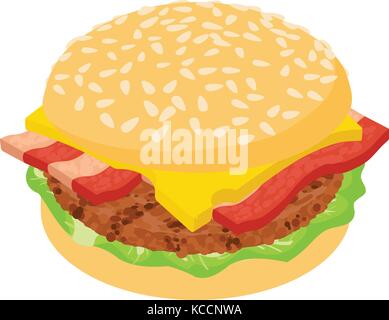 Burger bacon icon, isometric 3d style Stock Vector