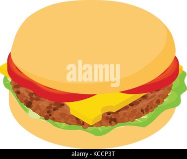 Burger small icon, isometric 3d style Stock Vector