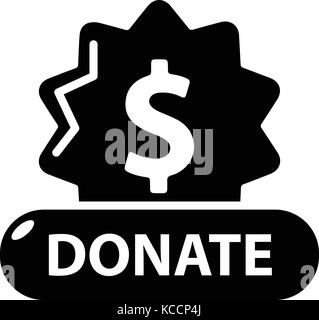 Donate badge icon, simple black style Stock Vector