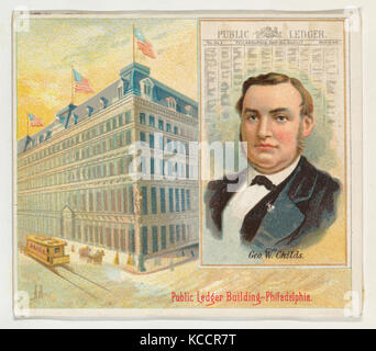 George W. Childs, Philadelphia Public Ledger, from the American Editors series (N35) for Allen & Ginter Cigarettes, 1887 Stock Photo