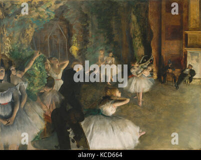 The Rehearsal of the Ballet Onstage, Edgar Degas, ca. 1874 Stock Photo