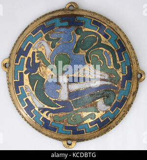 Combat Between Dragon and Dog (one of five medallions from a coffret), ca. 1110–30 Stock Photo