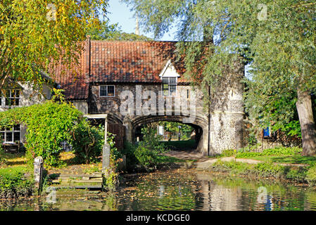 A view of the Water Gate at Pulls Ferry by the River Wensum in Norwich, Norfolk, England, United Kingdom. Stock Photo