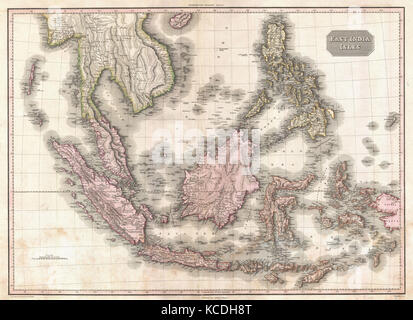 1818, Pinkerton Map of the East Indies and Southeast Asia, Singapore, Borneo, Java, Sumatra, Thailand, John Pinkerton, 1758 Stock Photo