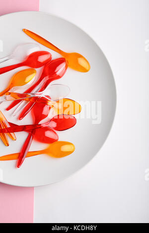 Spoons on plate, food concept Stock Photo