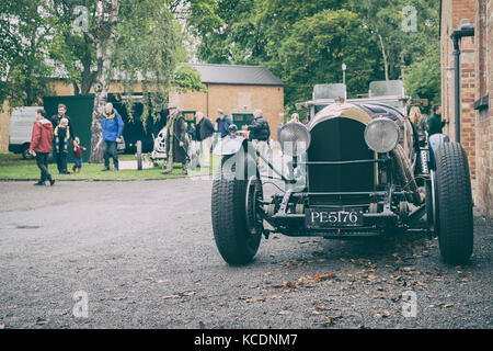 1926 vintage Bentley 3L car at Bicester Heritage Centre, Oxfordshire, England. Vintage filter applied Stock Photo
