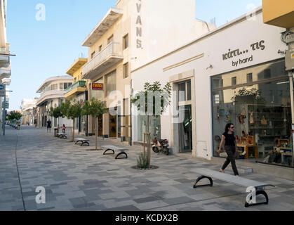A newly paved pedestrian precinct in Paphos old town, Cyprus. Stock Photo