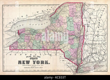 1873, Beers Map of New York State Stock Photo