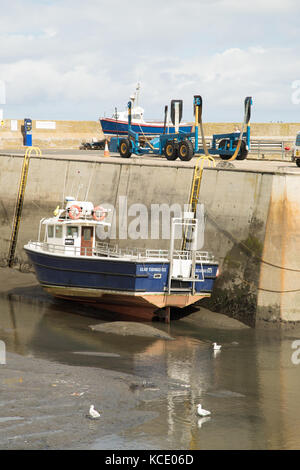 Low tide at Seahouse harbour, Northumberland, England Stock Photo