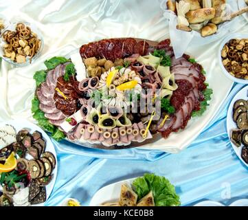 meat delicatessen cold cuts  plate,picture of a Stock Photo