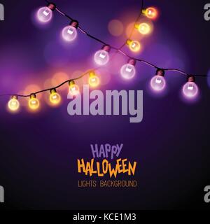 Glowing halloween decoration fairy lights. Vector illustration. Stock Vector