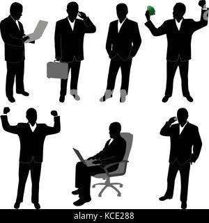 businessman silhouettes collection - vector Stock Vector