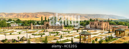 View of Madrasas Kuhna and Nav from Hisor Fortress, Tajikistan Stock Photo