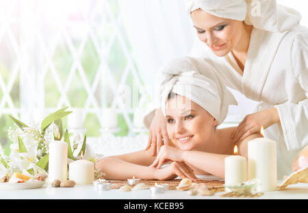 young woman having massage Stock Photo