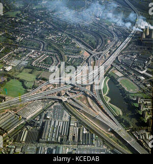 Gravelly Hills Interchange, Birmingham. Junction 6 on the M6 motorway meets the A38 and A5127 in a complex known as 'Spaghetti Junction'. Photographed Stock Photo