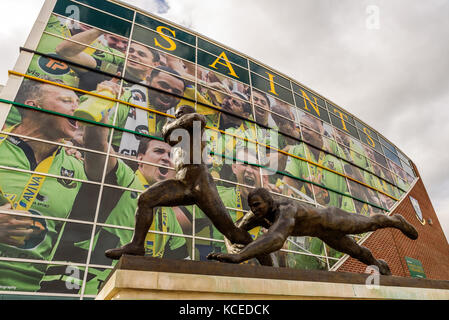 Northampton UK October 3, 2017: Northampton Saints Rugby Club Monument at Franklin Gardens Stock Photo