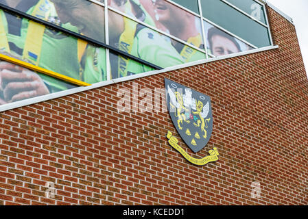 Northampton UK October 3, 2017: Northampton Saints Rugby Club logo at Franklin Gardens Stock Photo