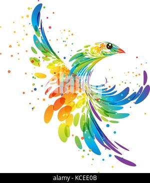 Vector colored bird feathers isolated on the alpha transperant background.  Stylized feathers set., Stock vector